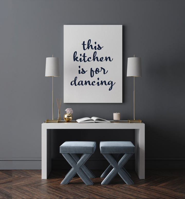 Stylish DANCE IN KITCHEN, QUOTES poster by Anne-Marie Volfova adds charm and inspiration to your cooking space.