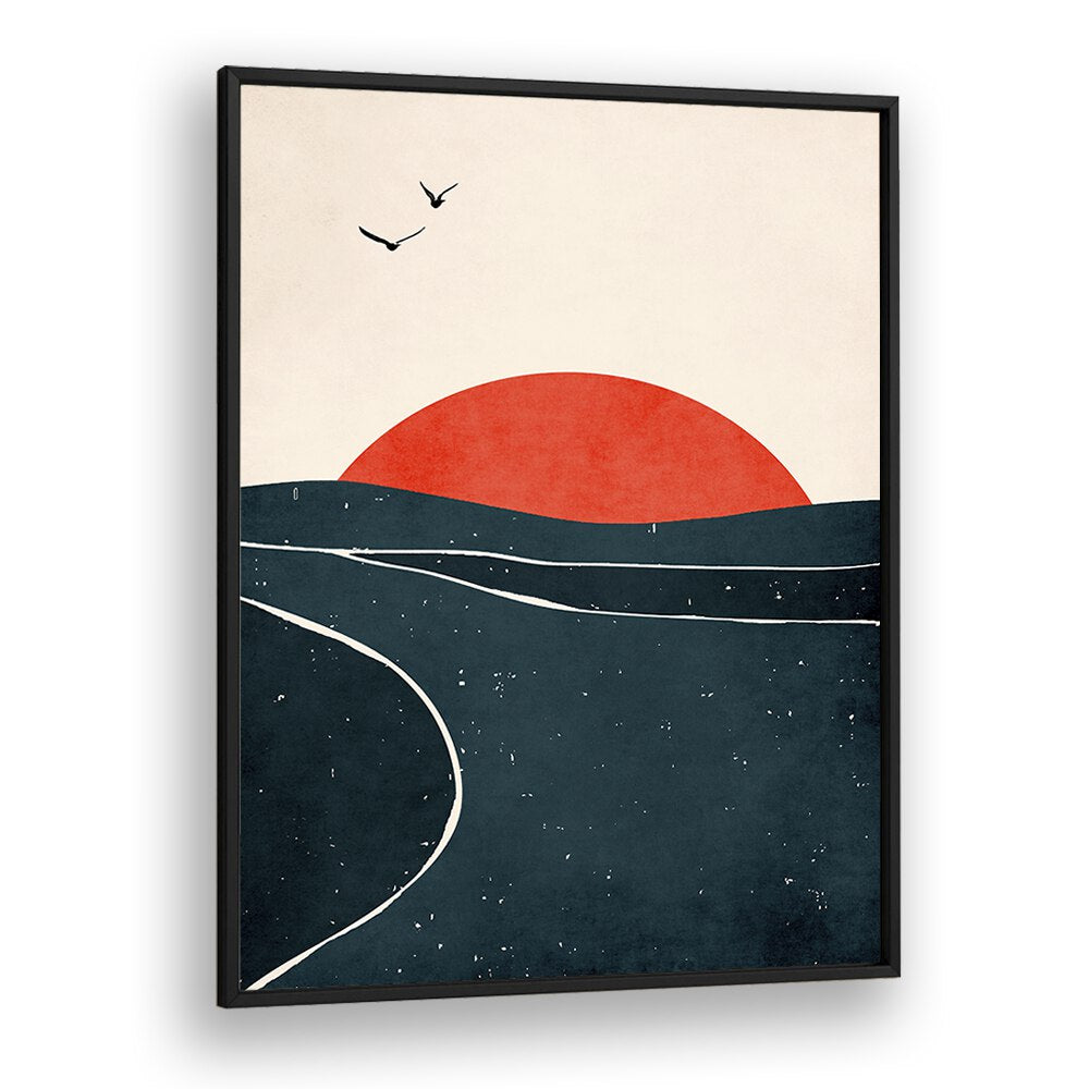 DANCING SEAGULLS, LANDSCAPE PAINTINGS enhance your space with serene nature and captivating artistry in a sleek frame.