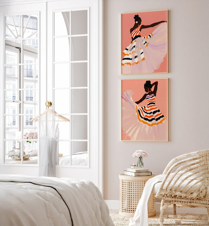 Brighten your space with the DANCING AMITANO SET, SET OF 2 PAINTINGS, showcasing vibrant movement and modern elegance.