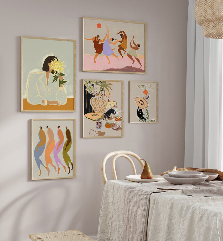 Vibrant DANCING IN COLOUR GALLERY WALL, GALLERY WALLS collection showcasing expressive artwork for a lively space.
