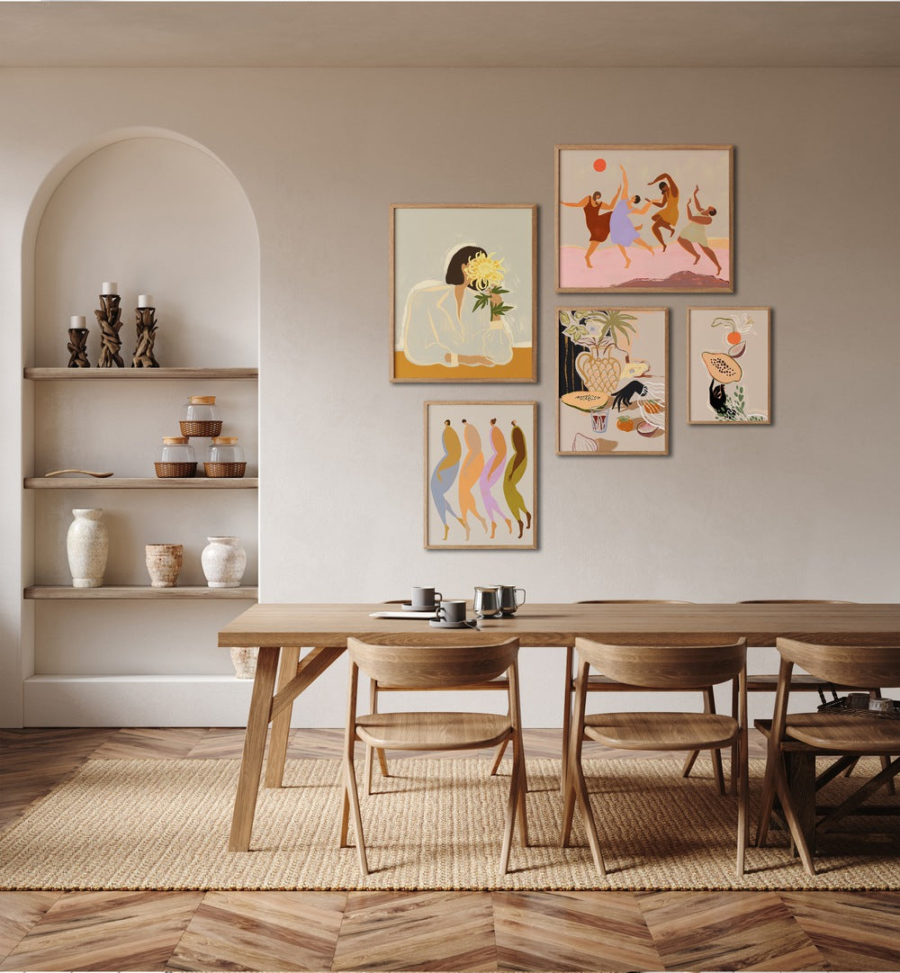 Vibrant DANCING IN COLOUR GALLERY WALL, GALLERY WALLS showcasing expressive art that energizes your space.
