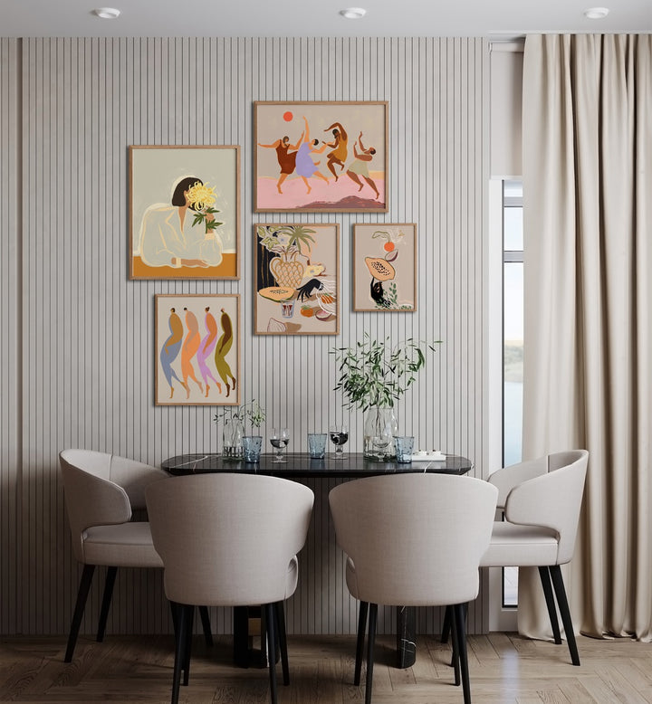 Vibrant DANCING IN COLOUR GALLERY WALL showcasing expressive art, perfect for stylish gallery walls in any space.