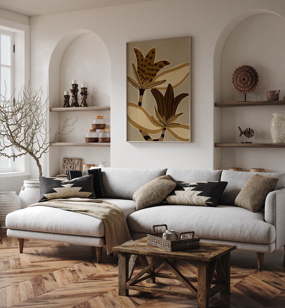 Elegant living space featuring DELICATE BLOOM VIII, FLORAL FLOWER PAINTINGS, enhancing floral decor with sophistication.