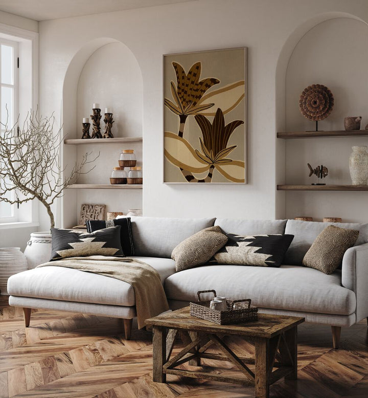 Elegant living space featuring DELICATE BLOOM VIII, FLORAL FLOWER PAINTINGS, enhancing floral decor with sophistication.