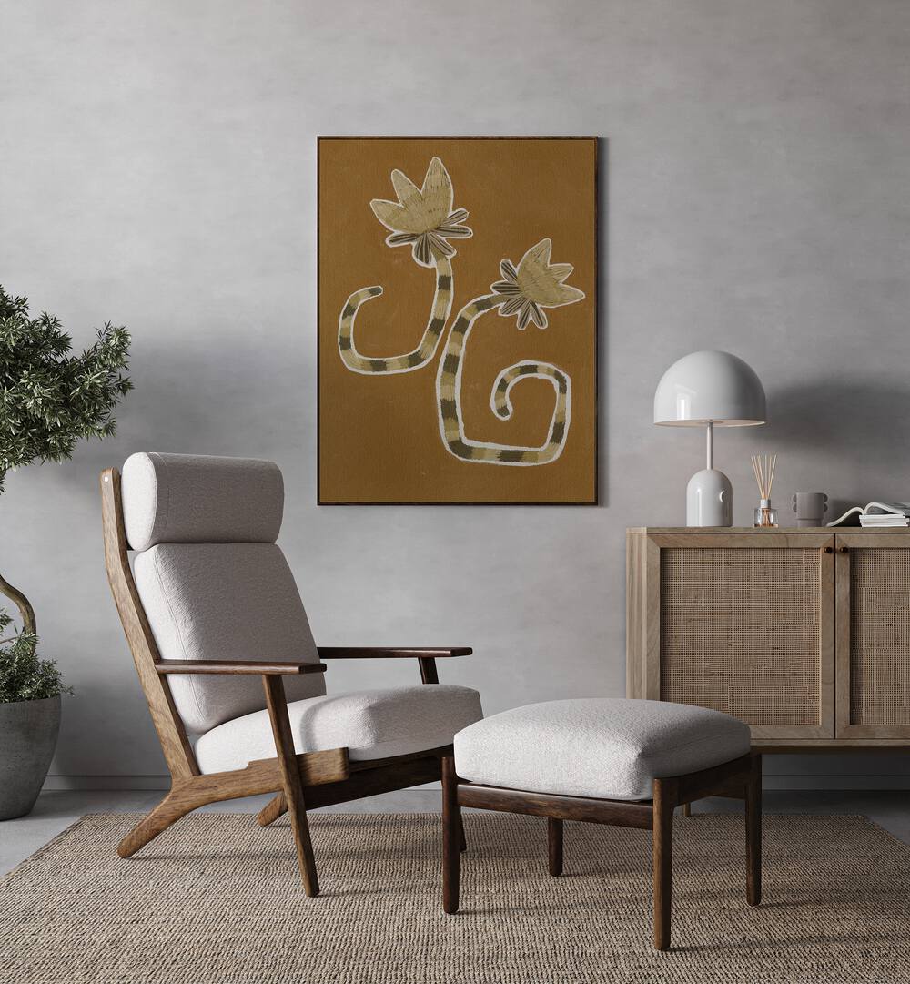 Stylish living room featuring DELICATE BLOOM X, FLORAL FLOWER PAINTINGS, adding elegance to your decor.
