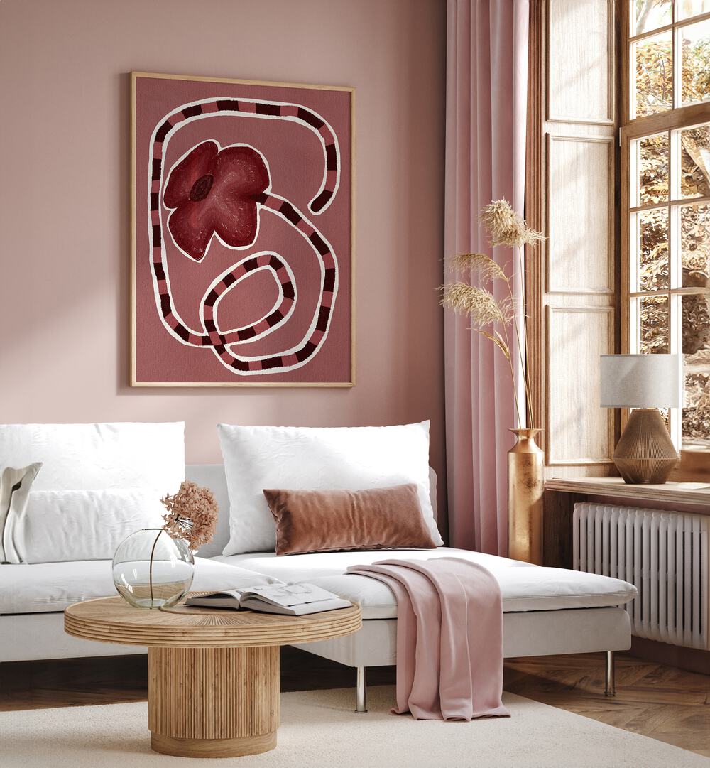 Elegant interior featuring DELICATE BLOOM XII, FLORAL FLOWER PAINTINGS, enhancing the room with natural beauty.