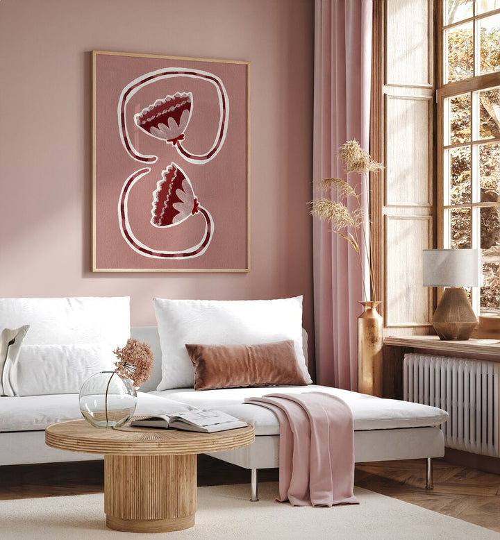 Elegant interior featuring DELICATE BLOOM XIII, FLORAL FLOWER PAINTINGS, enhancing floral decor with vibrant colors.