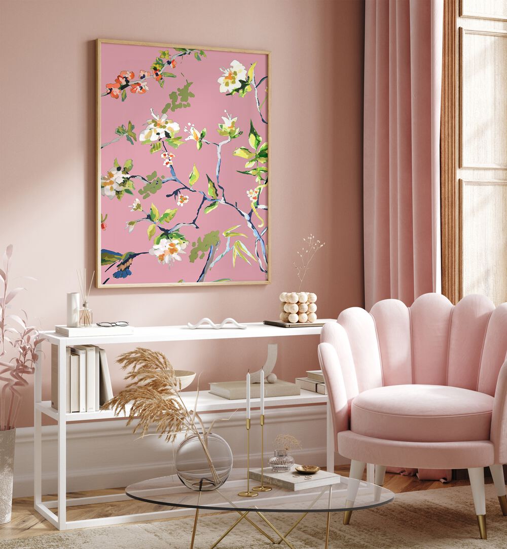 Elevate your space with DINING ROOM WALLS PINK I, FLORAL FLOWER PAINTINGS, showcasing vibrant floral artistry.