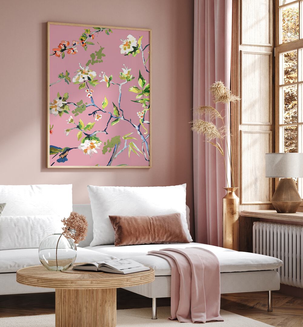 Brighten your space with DINING ROOM WALLS PINK I, FLORAL FLOWER PAINTINGS, showcasing elegant floral artistry.