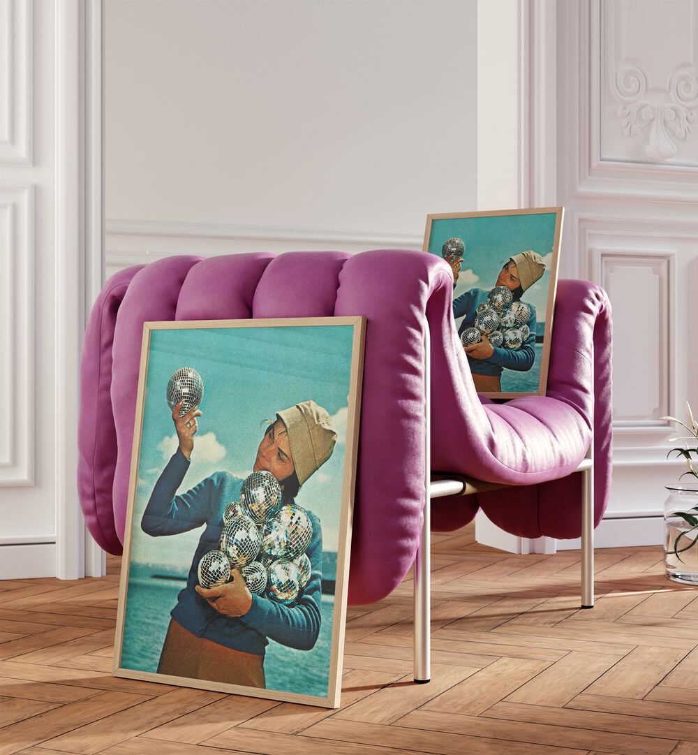 Transform your space with DISCO DORA, SURREAL ART PRINTS featuring vibrant colors and whimsical design by Vertigo Artography.