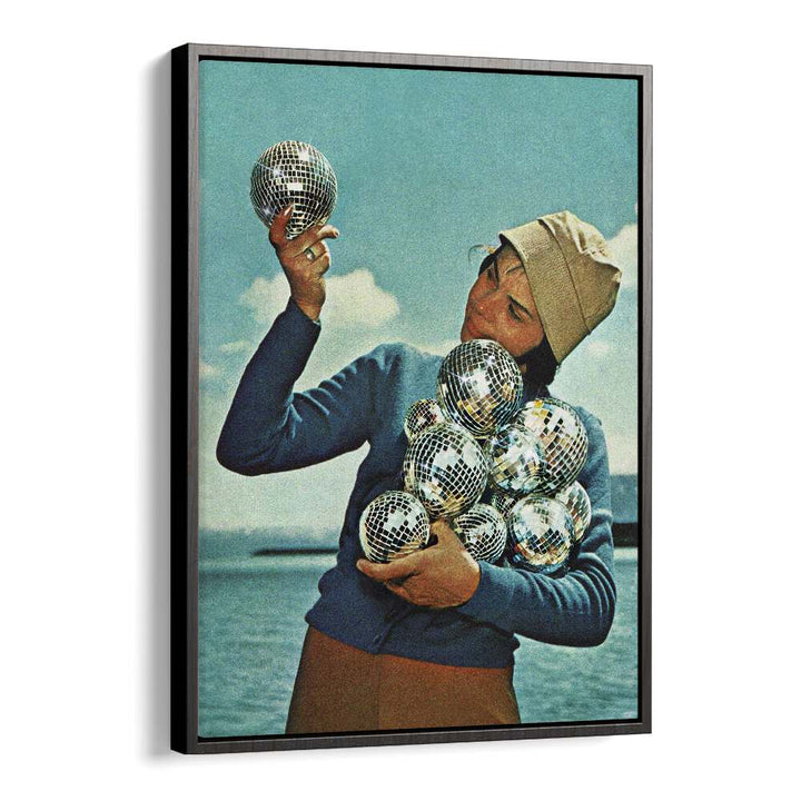 Transform your space with DISCO DORA, SURREAL ART PRINTS by Vertigo Artography, featuring shimmering disco balls.