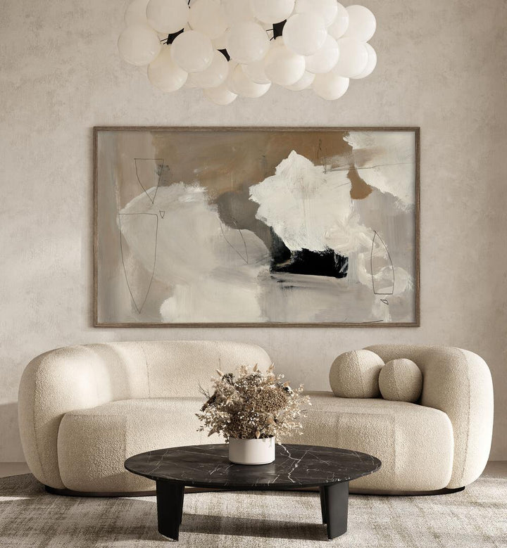 Stylish living room featuring DOLOMITE, ABSTRACT PAINTINGS that enhance space with captivating colors and forms.