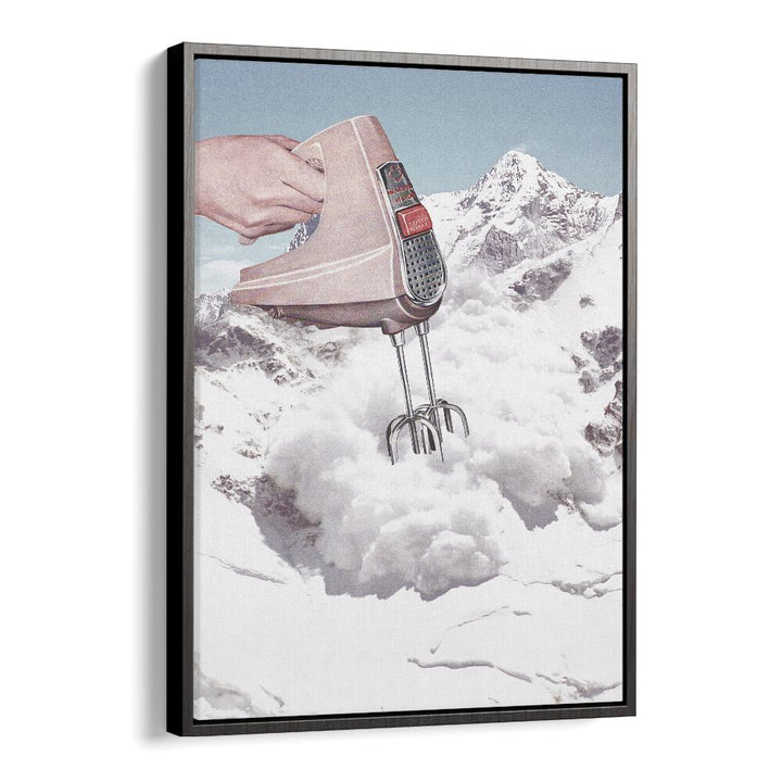 DORIS WHISKER, SURREAL ART PRINTS showcase a whimsical mixer amidst mountains, perfect for any art lover.
