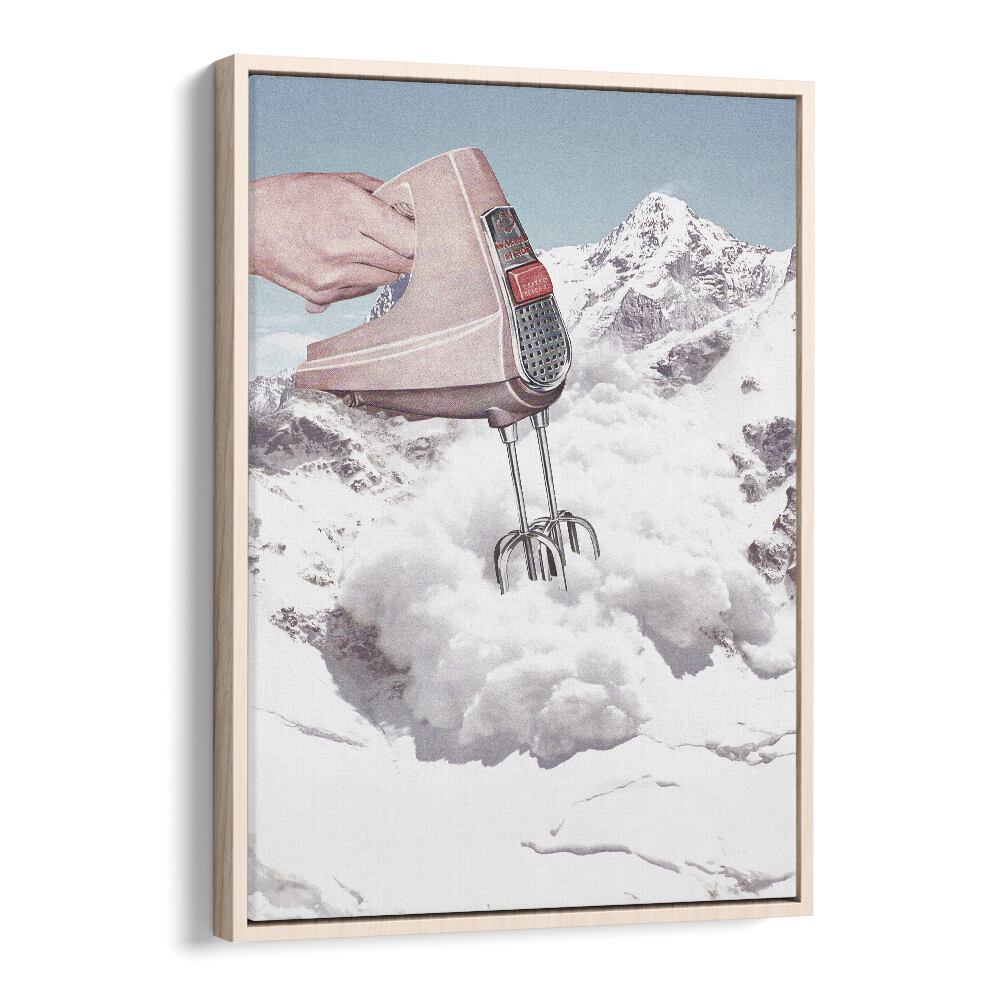 Doris Whisker, surreal art prints featuring a whimsical hand mixer in a snowy landscape, by Vertigo Artography.