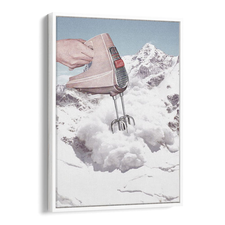 Doris Whisker surreal art prints feature a whimsical mixer against a mountain backdrop, elevating your decor.