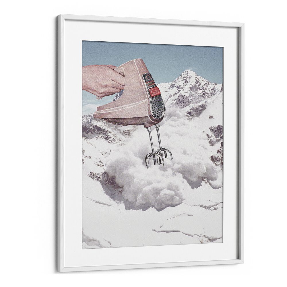 Doris Whisker, Surreal Art Prints showcasing a whimsical mixer in a dreamy mountain landscape by Vertigo Artography.