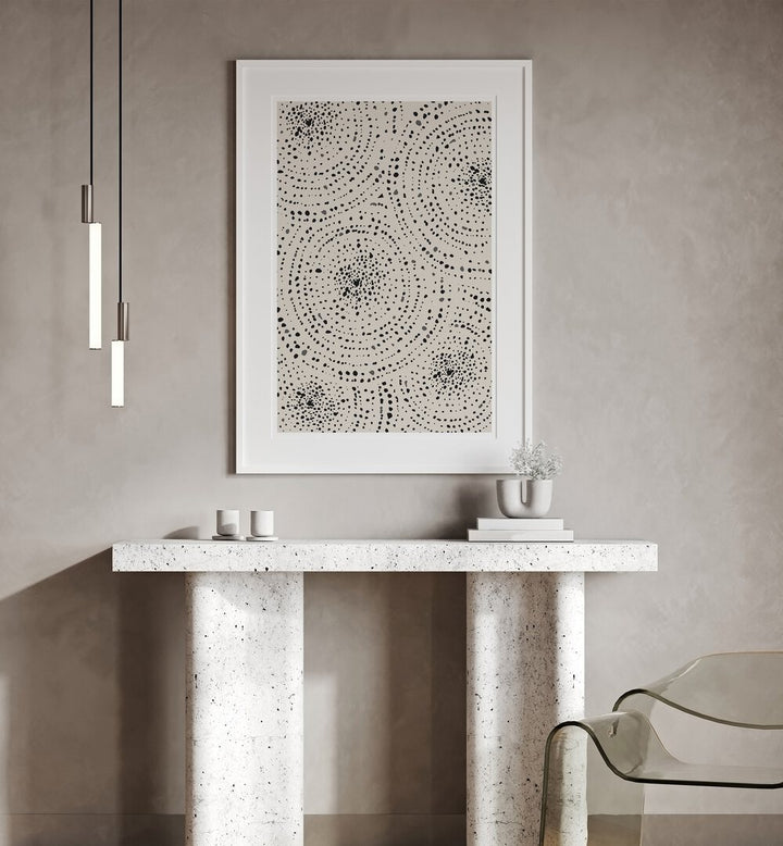 Dotted Dreams boho wall art painting Artwork Hanged on a Wall