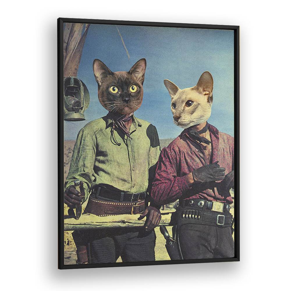 Double Trouble, Surreal Art Prints features whimsical cat portraits in a wild west setting by Vertigo Artography.