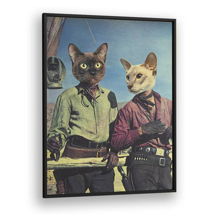 Double Trouble, Surreal Art Prints features whimsical cat portraits in a wild west setting by Vertigo Artography.