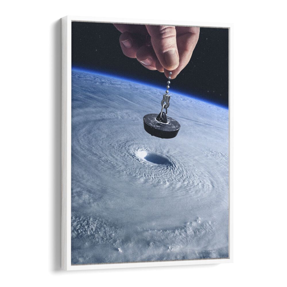Experience the captivating "Down The Drain," a surreal art print by Vertigo Artography that transforms your space.