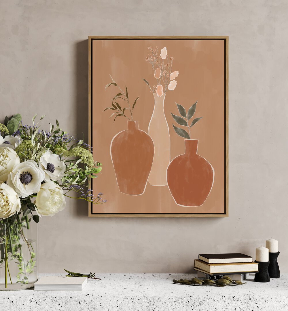 Transform your space with the Dried Flower Banquet, Boho Art Prints by Ivy Green, featuring elegant vase designs.