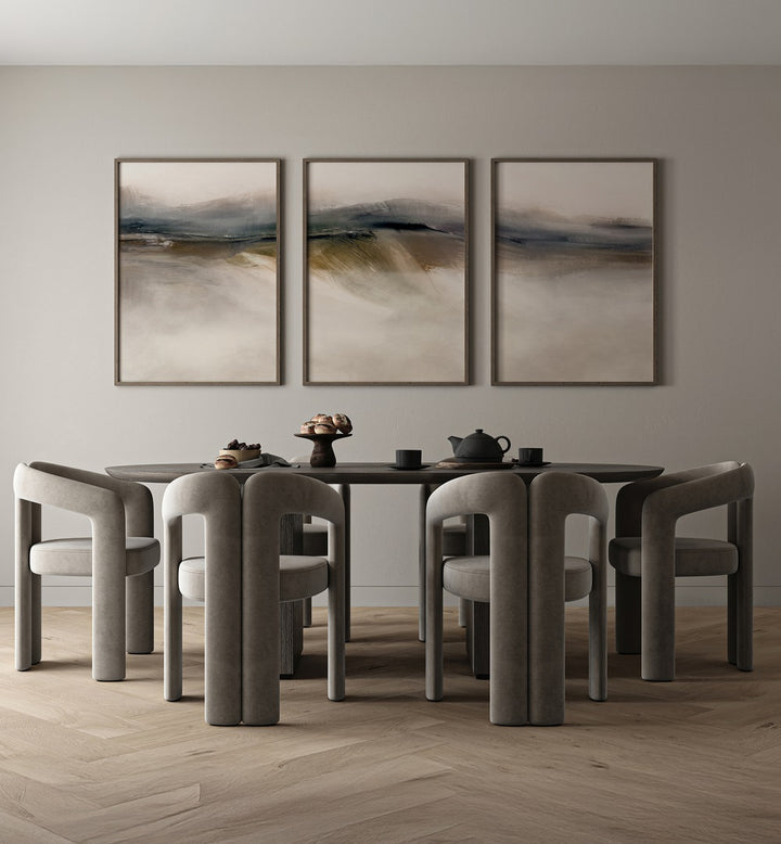 Transform your space with the DUNE ABSTRACT SET, SET OF 3 PAINTINGS, featuring serene dune-inspired designs.