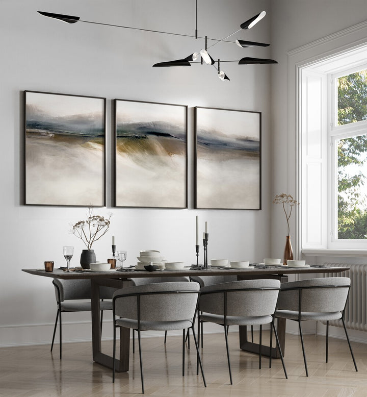 Transform your space with the DUNE ABSTRACT SET, SET OF 3 PAINTINGS, showcasing serene dune-inspired artwork.