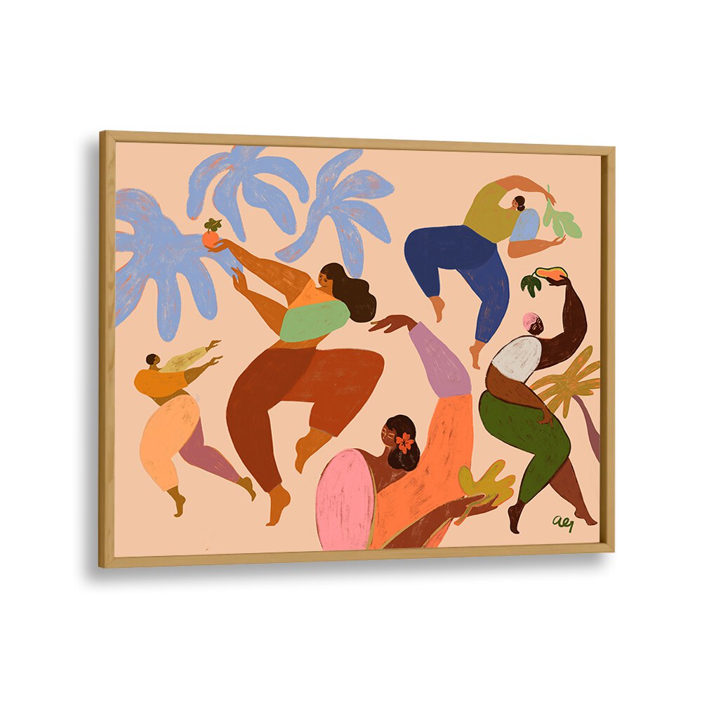 Dance Dance By Arty Guava Wall Art Prints in Oak Wood Plain Frame