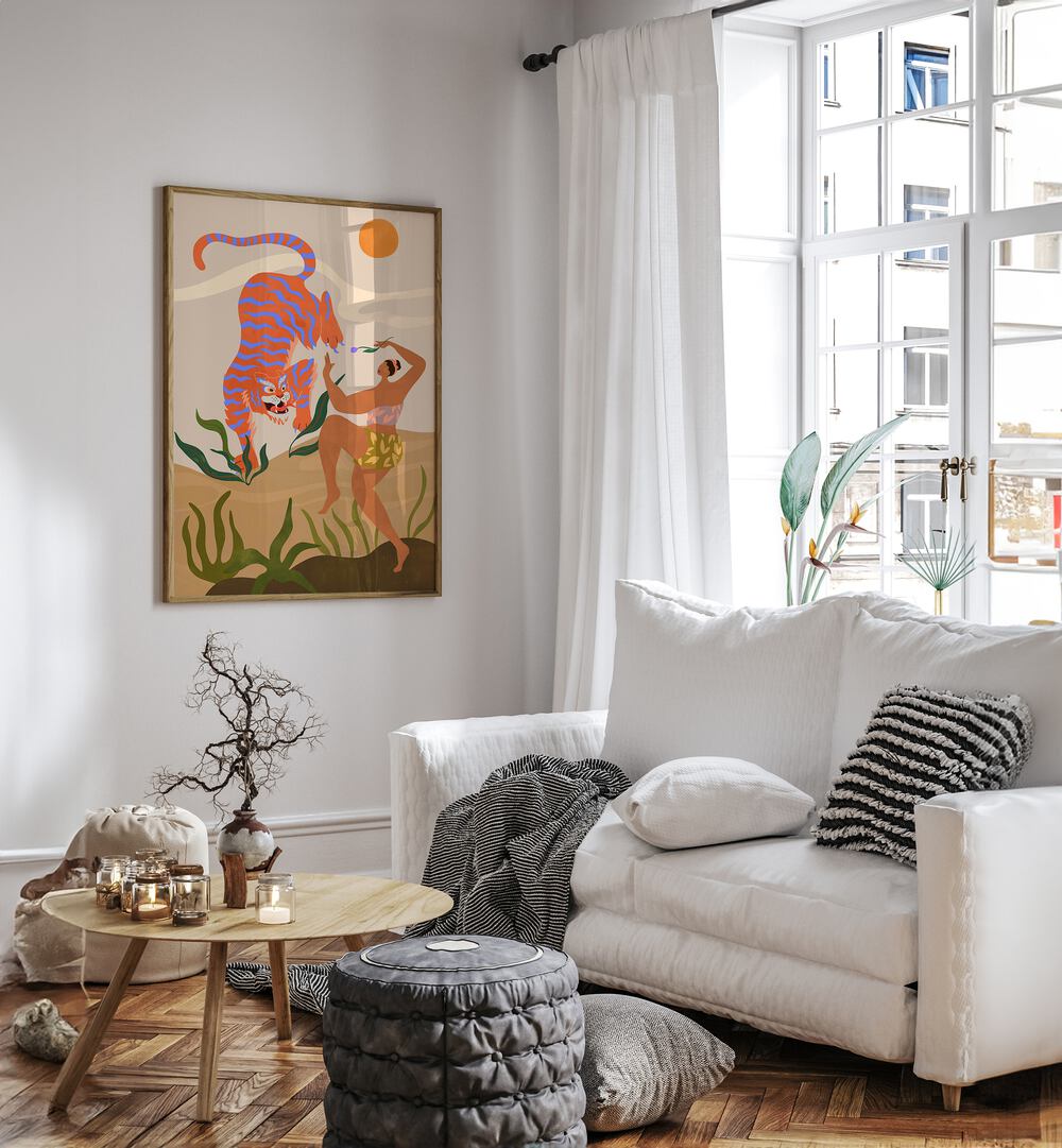 Enhance your decor with DANCE WITH ME, ANIMAL PAINTINGS by Arty Guava, a vibrant wall art masterpiece.