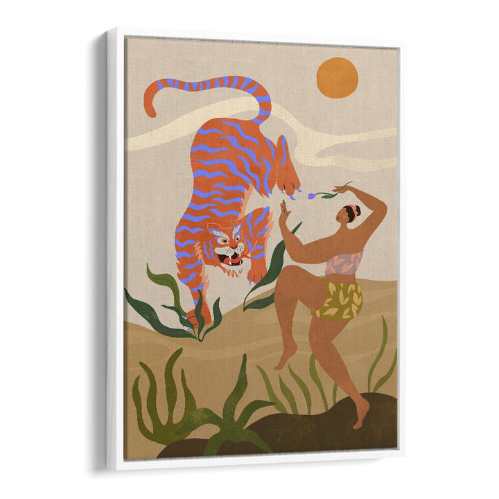 Colorful "Dance With Me, Animal Paintings" by Arty Guava, showcasing a dynamic scene with a tiger and dancer.