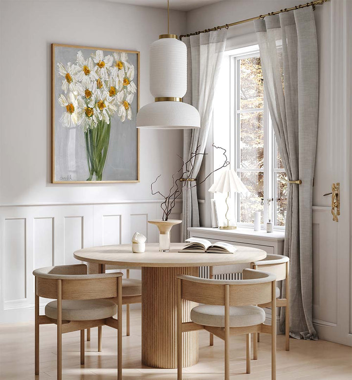 Brighten your home with the DELICATE BOUQUET OF DAISIES, FLORAL FLOWER PAINTINGS, showcasing stunning floral art.