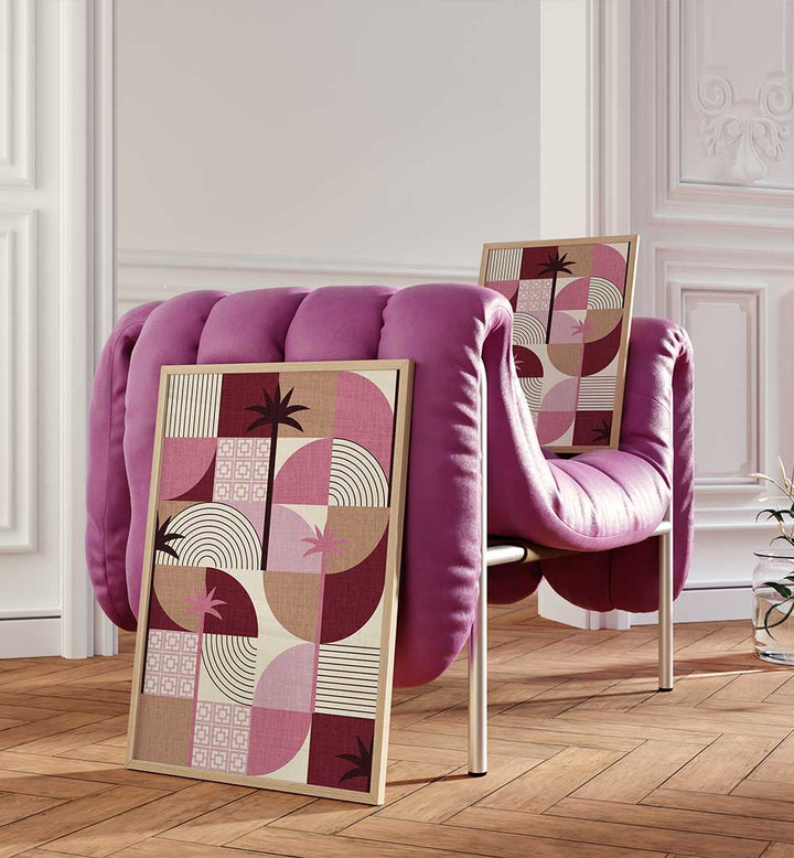 DESERT SHAPES AND PALMS MAUVE , FASHION POSTERS