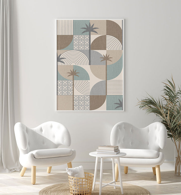 DESERT SHAPES AND PALMS SAND , BOHO ART PAINTINGS