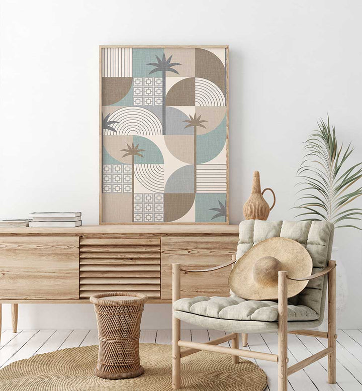 DESERT SHAPES AND PALMS SAND , BOHO ART PAINTINGS