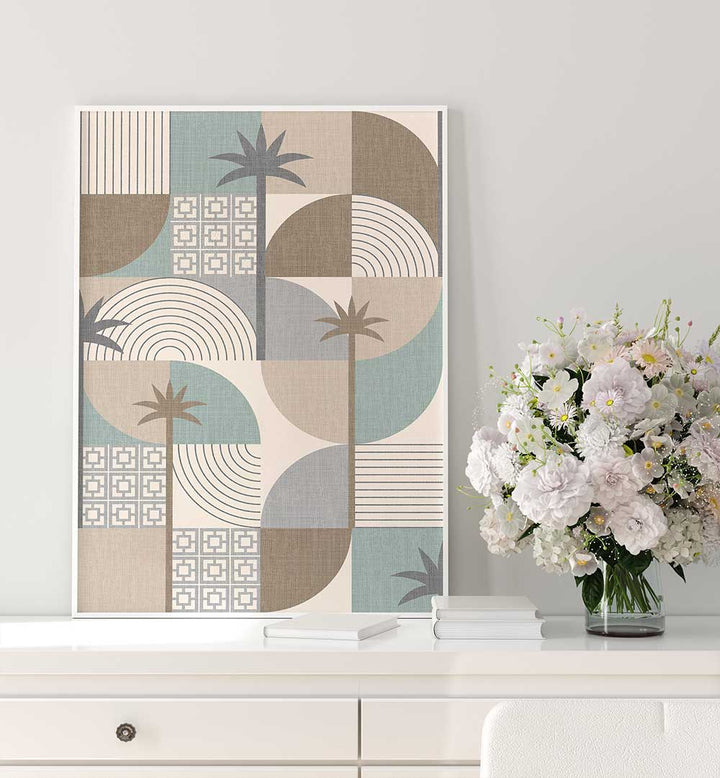 DESERT SHAPES AND PALMS SAND , BOHO ART PAINTINGS