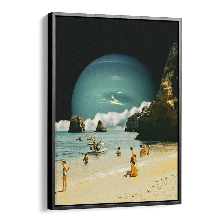 Surreal art prints titled "DETERMINATION" by Taudalpoi, framing a beach scene with a cosmic twist.