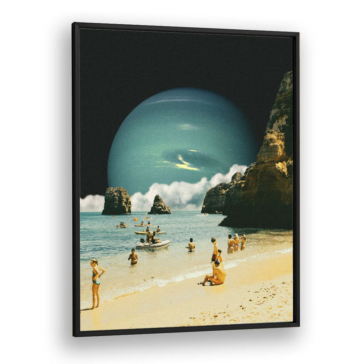 Surreal art print "Determination" by Taudalpoi, featuring a vibrant beach scene and cosmic elements, elevates decor.