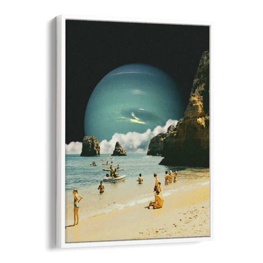 Elevate your space with DETERMINATION, SURREAL ART PRINTS by Taudalpoi, featuring a dreamy beach scene and cosmic elements.