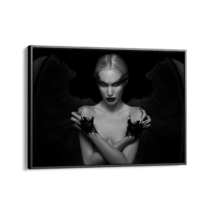 Striking black-and-white "DEVIL INSIDE HER, PHOTOGRAPHY PRINTS" by David Drake, blending fine art and fashion.