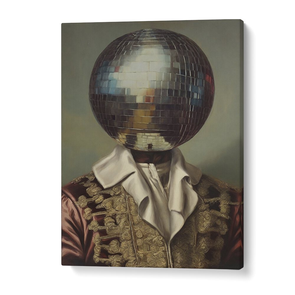 Vibrant DISCO HEAD KING, ALTERED ART PRINTS by The Art Concept, showcasing a unique disco ball head design.