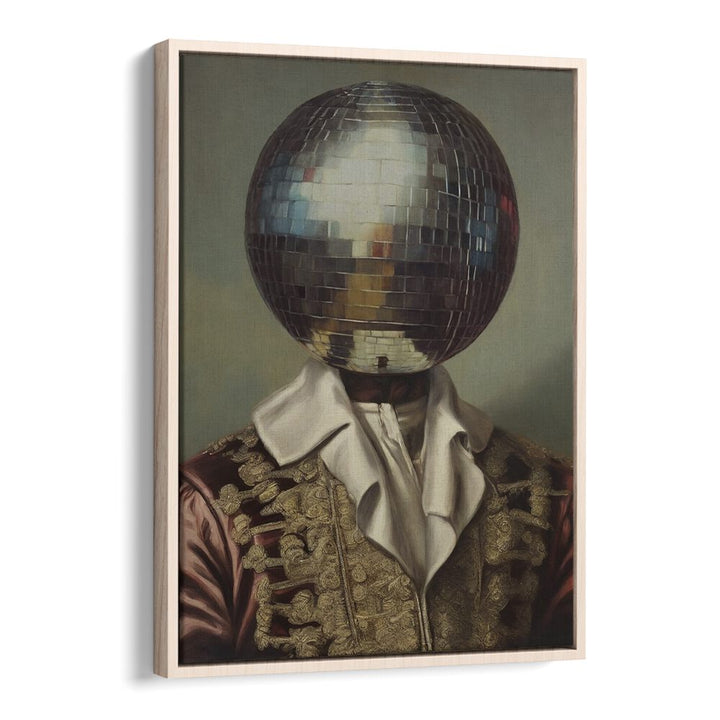 Stylish DISCO HEAD KING, ALTERED ART PRINTS in a floater frame, showcasing vibrant creativity by The Art Concept.