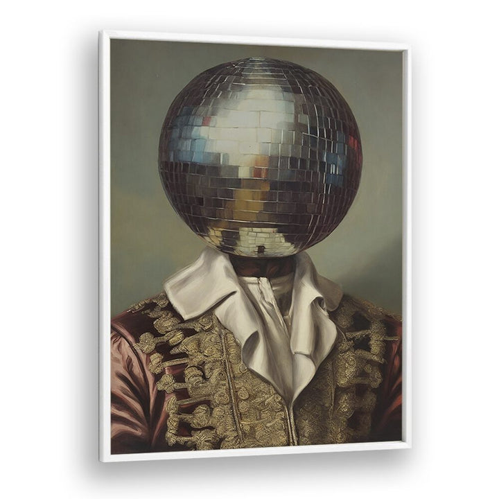 Vibrant DISCO HEAD KING altered art print by The Art Concept in a stylish white frame, perfect for unique decor.