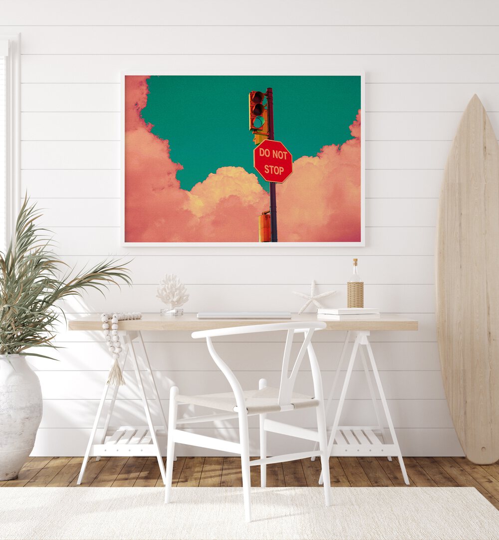 Transform your space with DO NOT STOP, SURREAL ART PRINTS by Cosmo Zach, featuring vibrant colors and artistic brilliance.