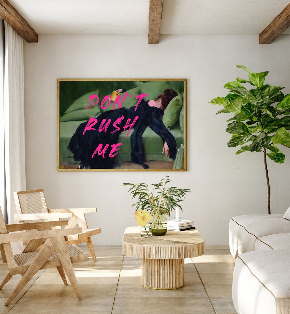 Stylish interior featuring DONT RUSH ME VII, ALTERED ART PRINTS by The Art Concept, perfect for elevating your space.