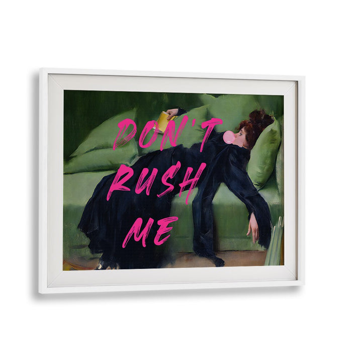 Stunning DONT RUSH ME VII, ALTERED ART PRINTS by The Art Concept, framed artwork adding flair to any space.