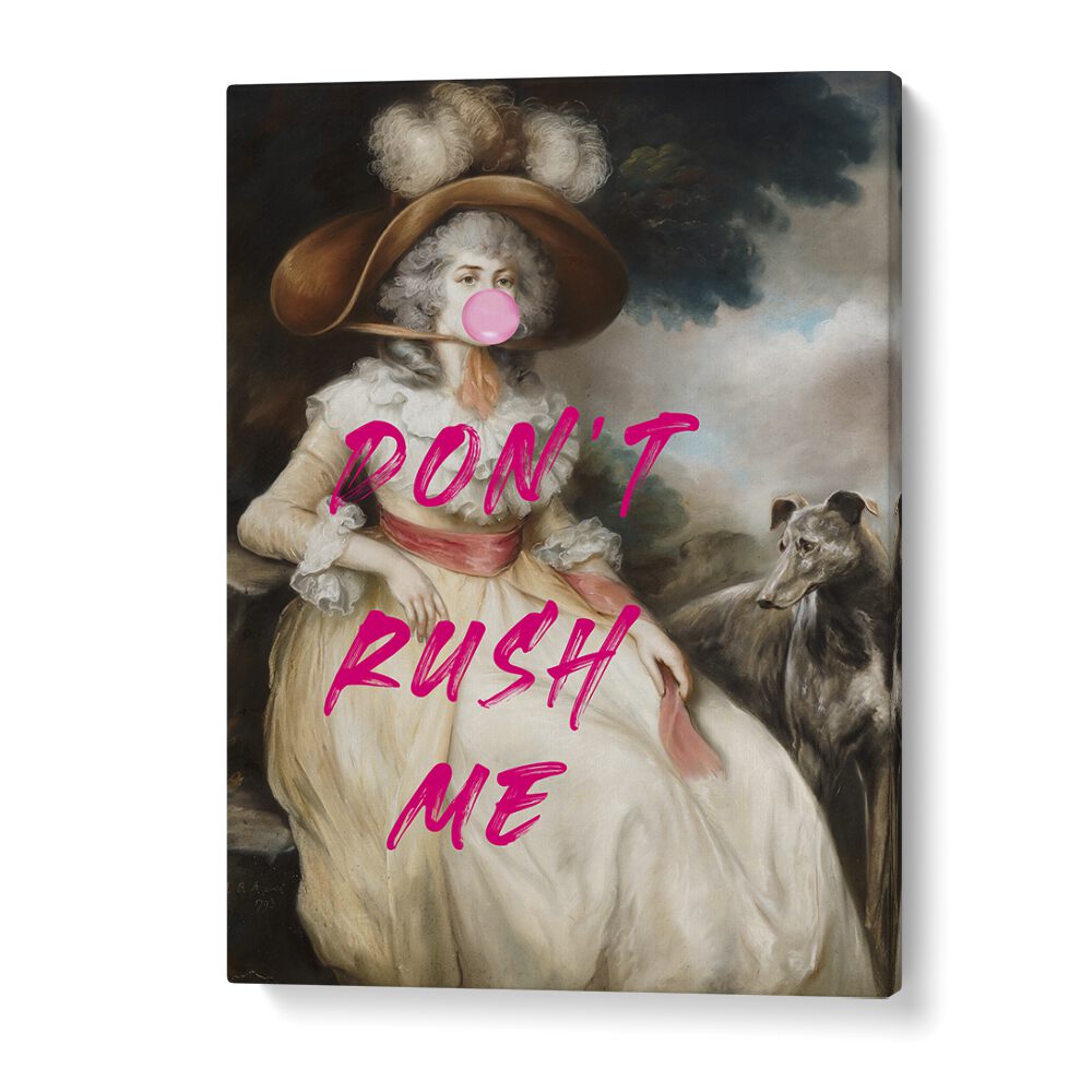 Exquisite DONT RUSH ME VI, ALTERED ART PRINTS by The Art Concept features vibrant colors and unique design elements.
