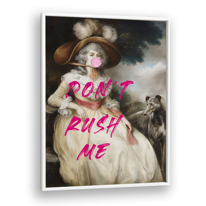 "DONT RUSH ME VI, ALTERED ART PRINTS" showcase a whimsical art piece by The Art Concept, blending classic and modern styles.