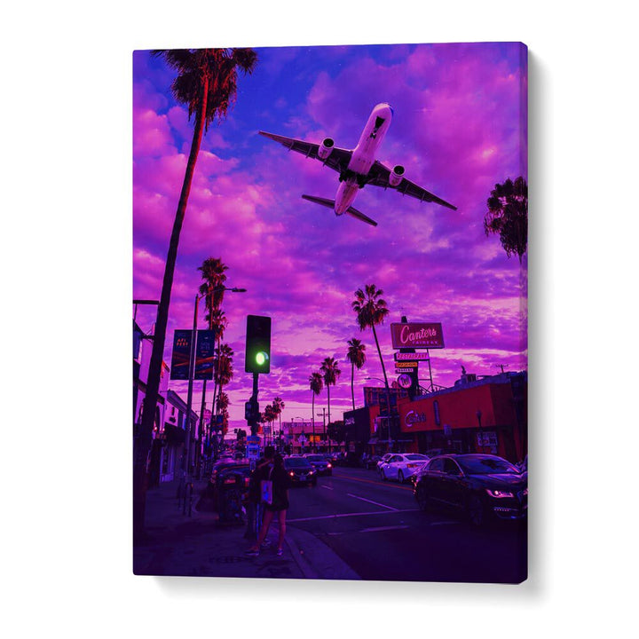 DREAMVERSE, SURREAL ART PRINTS showcase a captivating airplane scene against a vibrant sunset. Perfect for art lovers!