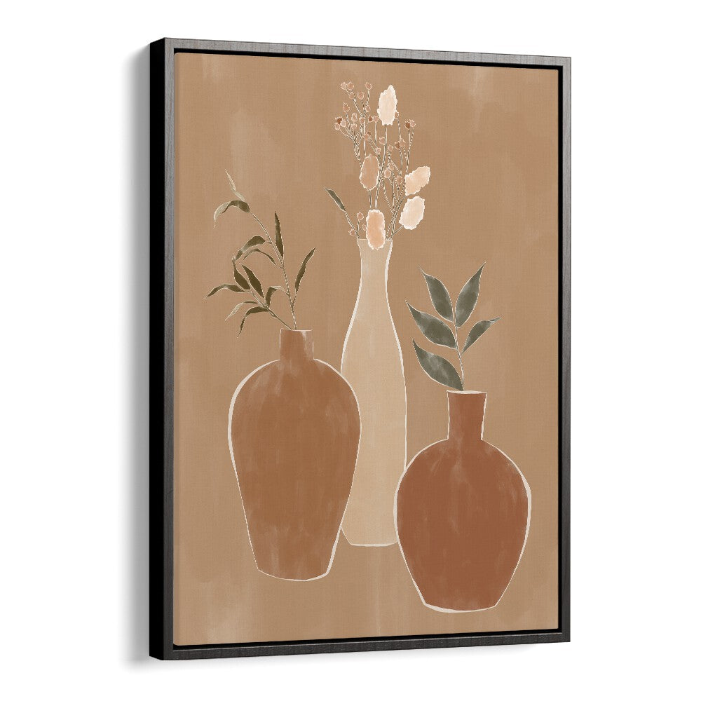 Elegant DRIED FLOWER BANQUET, BOHO ART PRINTS by Ivy Green in a black floater frame, perfect for modern decor.