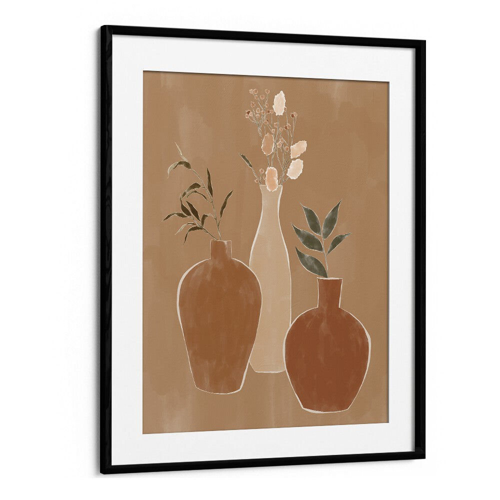 Stylish DRIED FLOWER BANQUET, BOHO ART PRINTS by Ivy Green, featuring elegant vases and soft earthy tones for your decor.